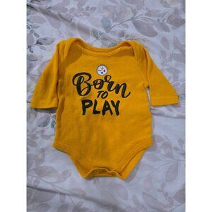 NFL Pittsburgh Steelers Football 0-3 Months Infant LS Bodysuit Born to Play